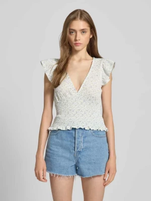 Top bluzkowy o kroju slim fit z marszczonymi detalami Gina Tricot