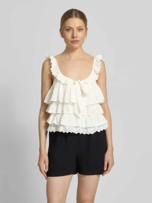 Top bluzkowy w kroju regular fit z falbanami model 'SANDY' Vero Moda