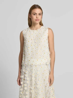 Top bluzkowy we wzór na całej powierzchni z okrągłym dekoltem LUISA CERANO