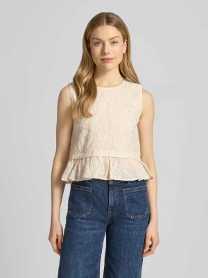 Top bluzkowy z bawełny z haftami Liu Jo White