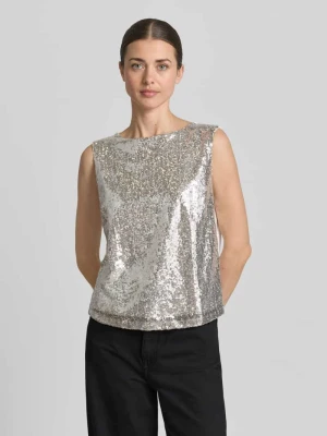 Top bluzkowy z cekinowym obszyciem MORE & MORE