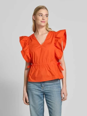 Top bluzkowy z dekoltem w serek i falbanami model ‘ULEA’ YAS