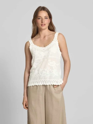 Top bluzkowy z haftem angielskim Apricot