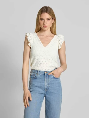 Top bluzkowy z haftem angielskim model ‘AMALINA’ Vila