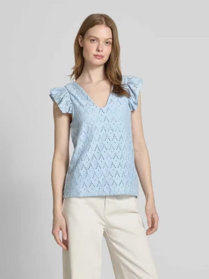 Top bluzkowy z haftem angielskim model ‘AMALINA’ Vila