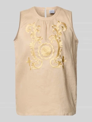 Top bluzkowy z lnu z haftami Emily Van den Bergh