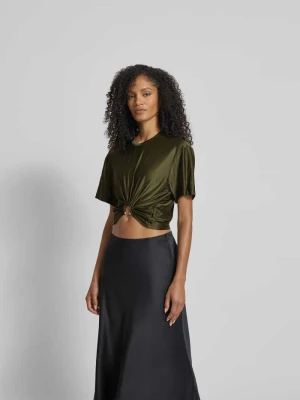 Top bluzkowy z mieszanki wiskozy z wycięciem Paco Rabanne Khaki