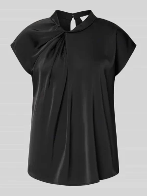 Top bluzkowy z satyny z detalem w postaci węzła model 'Fleur Drapy' NEO NOIR Czarny