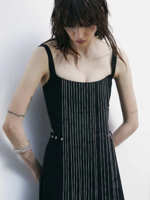 Top bustier z mikrozłotymi łańcuszkami PATRIZIA PEPE