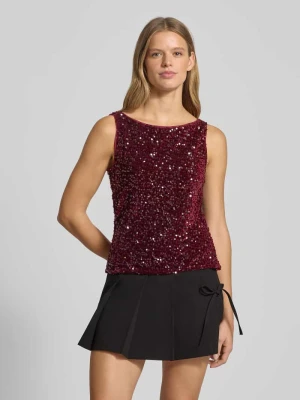 Top cekinowy o kroju regular fit z aksamitu model ‘KAM’ Pieces