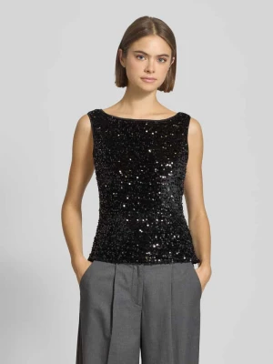 Top cekinowy o kroju regular fit z aksamitu model ‘KAM’ Pieces