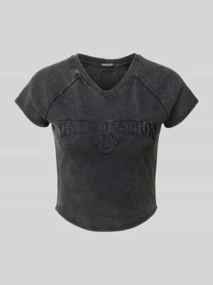 Top crop o kroju slim fit z mieszanka bawełny model 'ribbed baby' True Religion Czarny