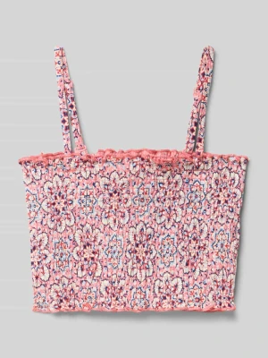 Top crop o kroju slim fit z wzorem na całej powierzchni s.Oliver Różowy