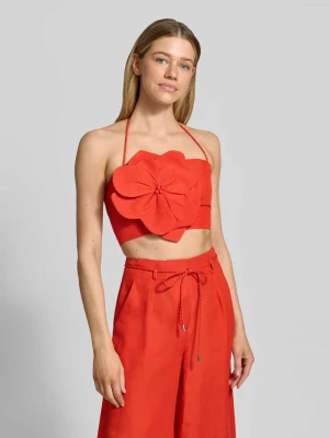 Top crop z mieszanki lnu i wiskozy z kwiatową aplikacją Forever New