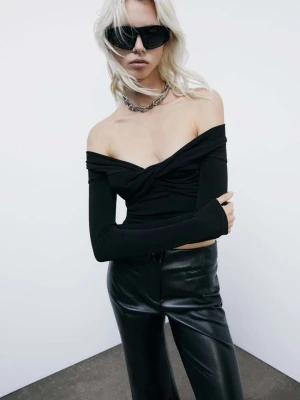 Top cropped z długim rękawem i węzłem PATRIZIA PEPE