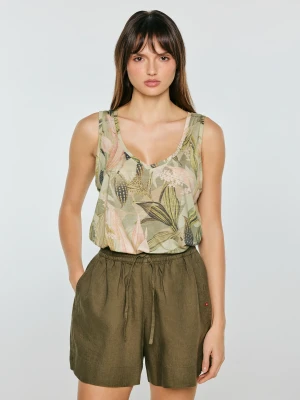 Top damski bez rękawów w roślinny wzór Miria 000 BIG STAR
