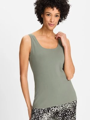 Top damski Edda khaki bez rękawów – Urban Jungle Olsen