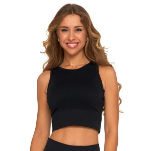 Top damski Moraj, krótki z gumką sportowy, czarny, BD2300-005