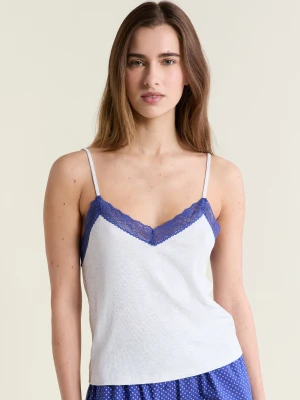 Top dwukolorowy z detalami koronkowymi Etam