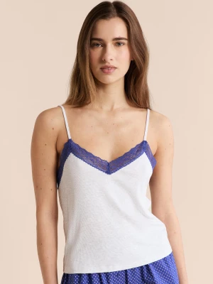 Top dwukolorowy z detalami koronkowymi Etam