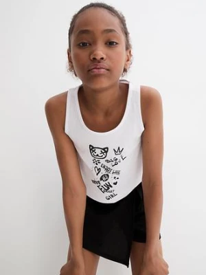 Top dziewczęcy + spódnico-spodnie (2 części), z bawełny organicznej bonprix