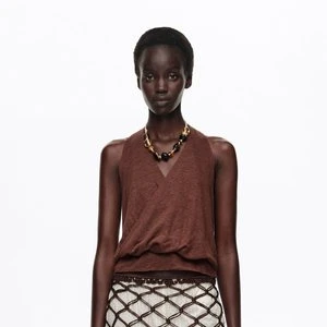 Top halter len brązowy BIMBA Y LOLA