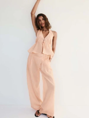 Top halter z lyocellu w paski pomarańczowy - Kobieta - MANGO
