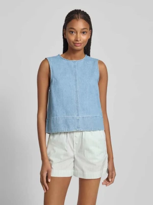 Top jeansowy o kroju relaxed fit z czystej bawełny model ‘FLORA’ Pieces