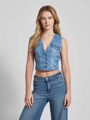 Top jeansowy z listwą guzikową na całej długości model 'EVA' Guess