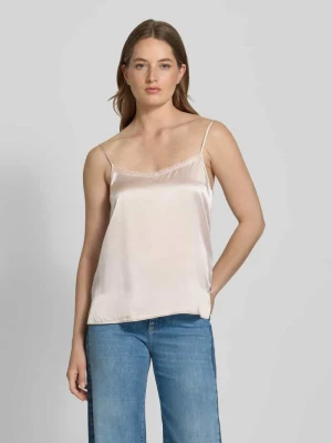 Top jedwabny z obszyciem z koronki Marc Cain