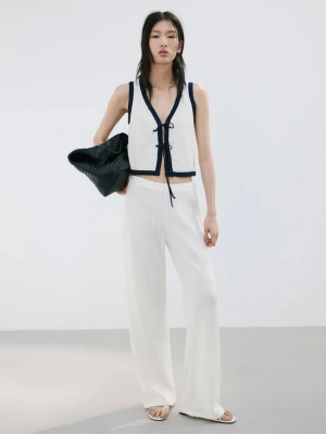 Top kamizelka z wiązaniami kremowy / écru - Kobieta - - MANGO