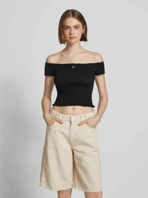 Top krótki o kroju slim fit z marszczonymi wstawkami Tommy Jeans