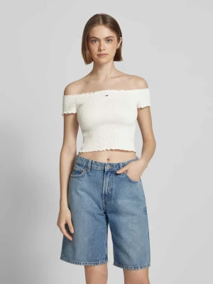 Top krótki o kroju slim fit z marszczonymi wstawkami Tommy Jeans