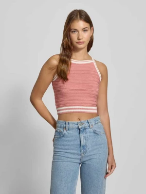 Top krótki z dzianiny z okrągłym dekoltem REVIEW