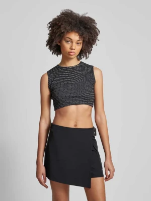 Top krótki z efektem prążkowania Calvin Klein Jeans Czarny