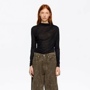 Top lejący marszczony czarny BIMBA Y LOLA