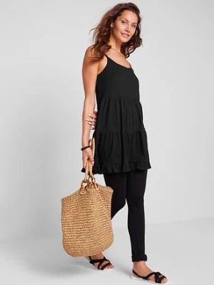 Top na cienkich ramiączkach z falbanami bonprix