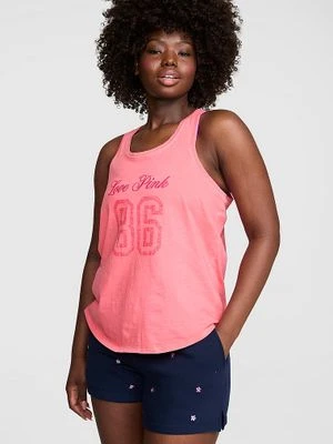 PINK Top na ramiączkach Campus Cotton Victoria's Secret