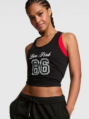 PINK Top na ramiączkach Campus Cotton Victoria's Secret