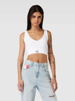 Top na ramiączkach krótki z detalem z logo Calvin Klein Jeans