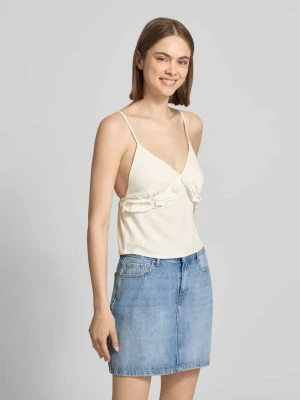 Top na ramiączkach o kroju regular fit z mieszanki wiskozy i lnu model 'SIESTA' Only Biały