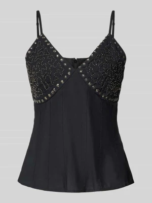 Top na ramiączkach o kroju regular fit z mieszanki wiskozy model 'HEATHER' Vero Moda Czarny