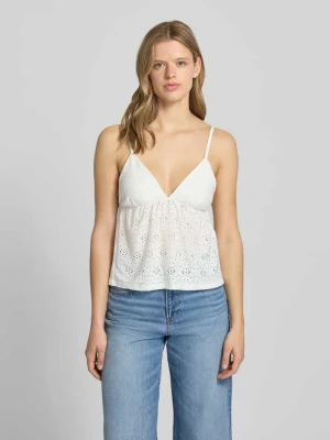 Top na ramiączkach o kroju regular fit z perforowaniem model 'SMILLA' Only Złamany biały