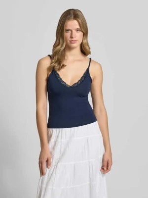 Top na ramiączkach o kroju slim fit z mieszanki bawełny model 'KISS' Only Granatowy
