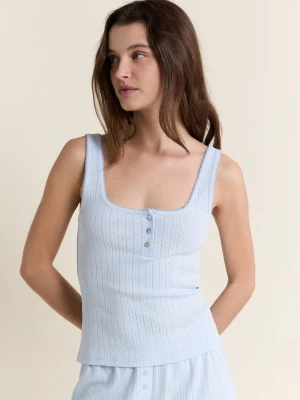 Top na ramiączkach piżamowy z bawełny pointelle Etam