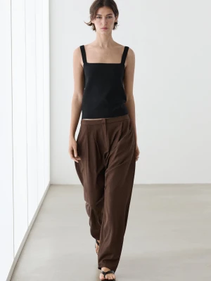 Top Na Ramiączkach Z Dekoltem Kwadratowym - Czarny - Massimo Dutti - Female