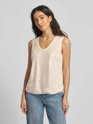 Top na ramiączkach z dekoltem w serek i cekinami MORE & MORE