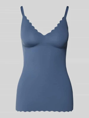 Top na ramiączkach z dekoltem w serek i falistym wykończeniem SKINY