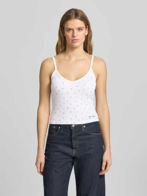 Top na ramiączkach z dekoltem w serek i logo GUESS Jeans