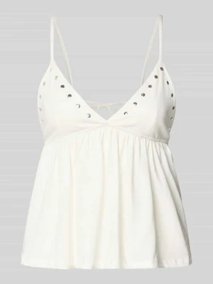 Top na ramiączkach z dekoltem w serek i nitami Gina Tricot